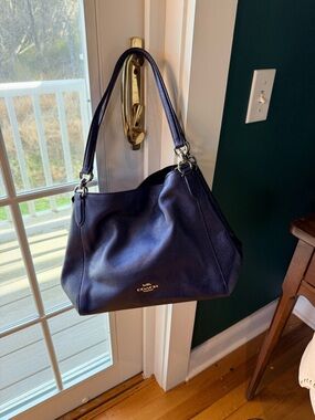 Coach Pebbled Leather Hobo in deep metallic navy